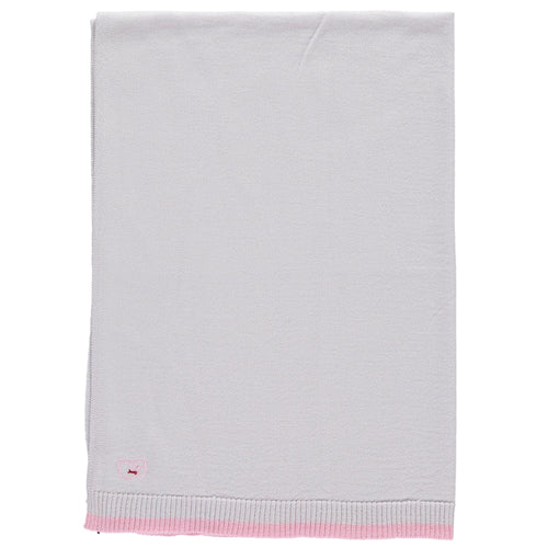 Merino Knitted Lightweight Baby Blanket - Pearl Grey & Rose