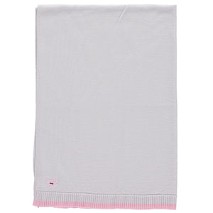 Merino Knitted Lightweight Baby Blanket - Pearl Grey & Rose