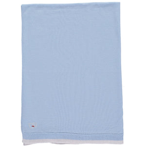 Merino Knitted Lightweight Baby Blanket - Pearl Grey & Blue