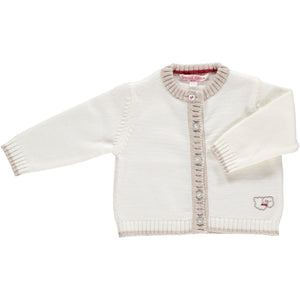 Merino Baby Cardigan & Leggings Set - White & Oatmeal