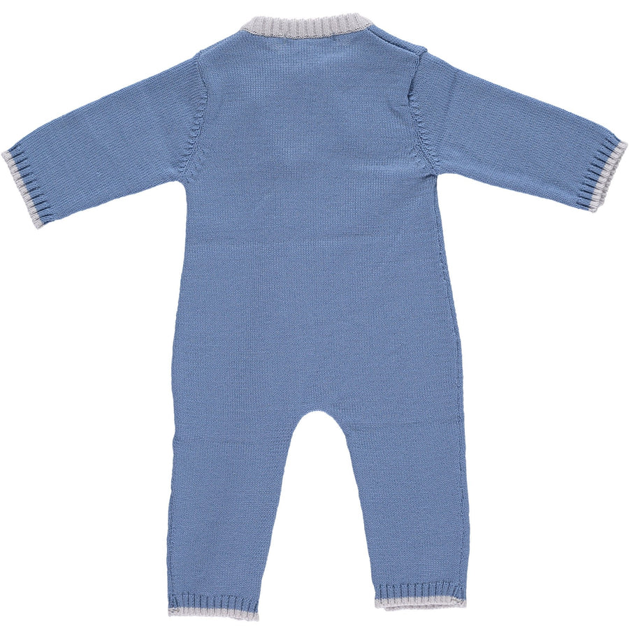 Merino Zip-Up Baby Daysuit - Cornflower Blue