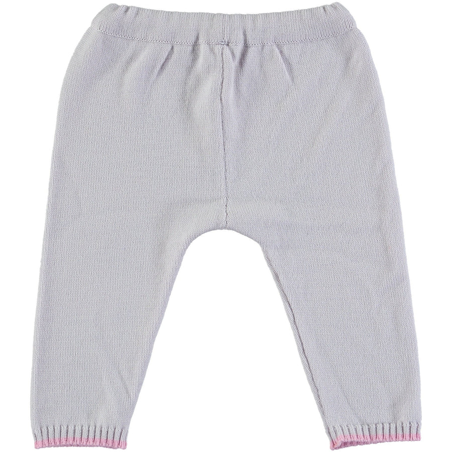 Merino Knitted Baby Leggings - Pearl Grey & Rose