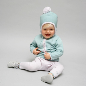 Merino Knitted Baby Leggings - Pearl Grey & Sage