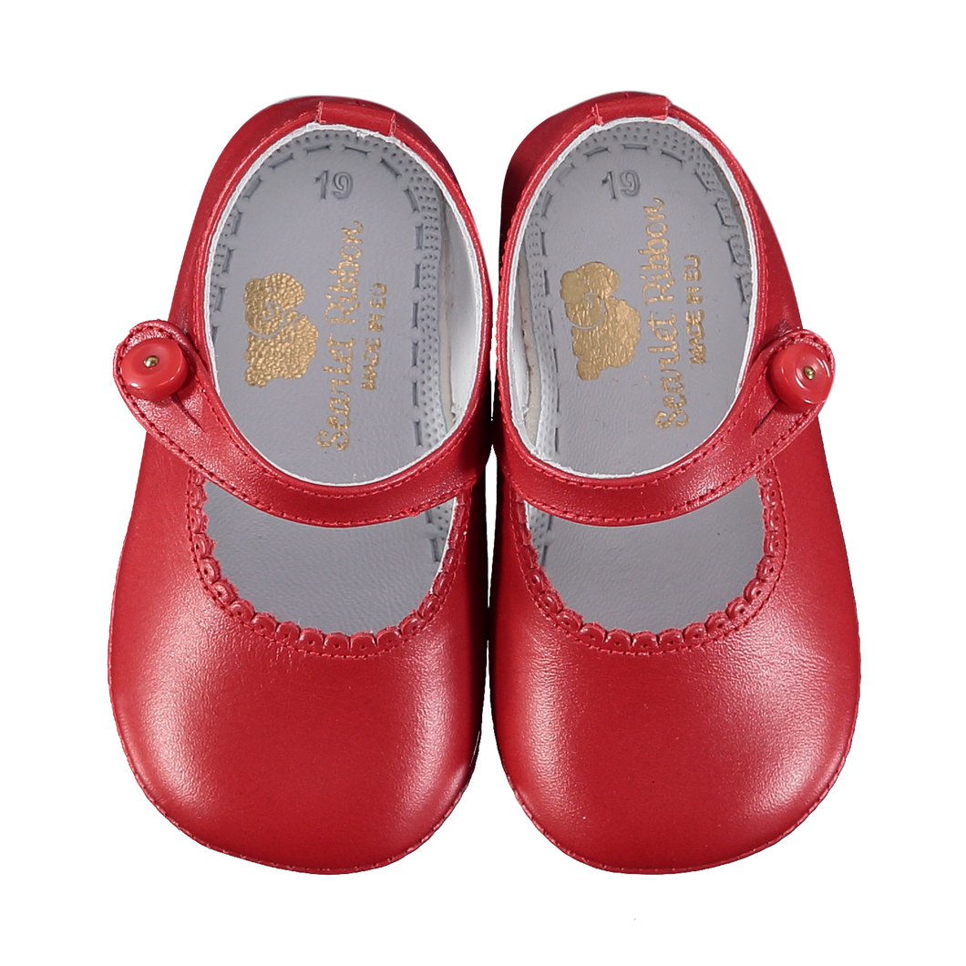 Soft Leather Baby 'Lucy' Shoes - Scarlet