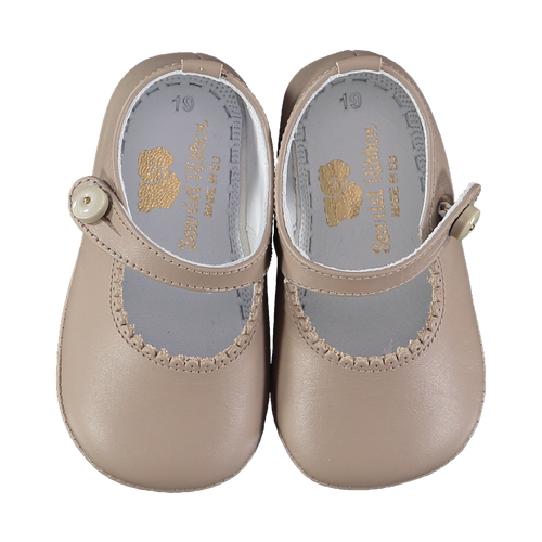 Soft Leather Baby 'Lucy' Shoes - Taupe