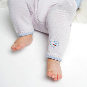 Merino Knitted Baby Leggings - Pearl Grey & Blue